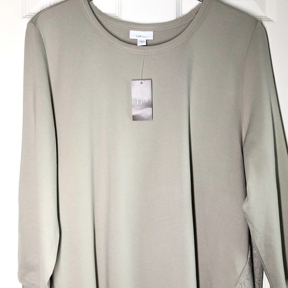 NWT J. Jill Ponte Knit ¾ Sleeve Top with Lace Detail – Size XL - Picture 3 of 10